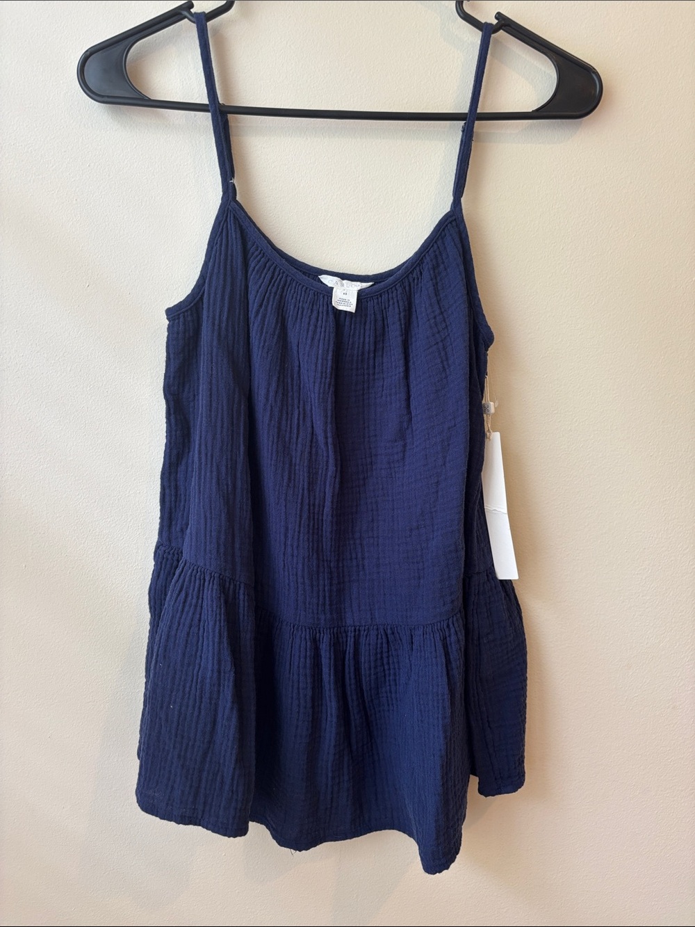 Caslon Navy Gauze Tiered Tank Top